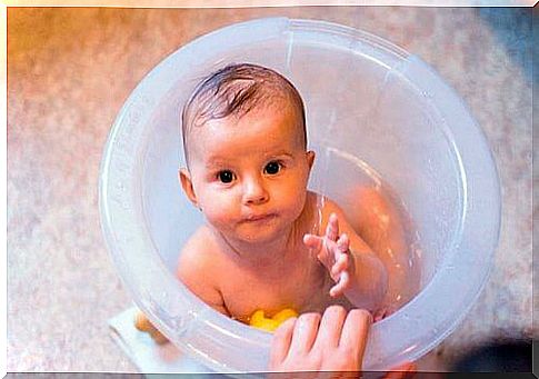 baby taking a bath