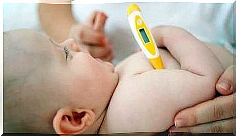 thermometer to measure and try to reduce the baby's fever